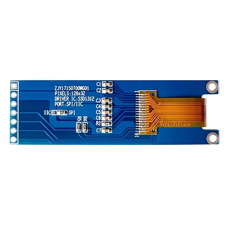 Pantalla OLED de 1,71 pulgadas, 12832, 128x32, controlador SSD1312, interfaz IIC: