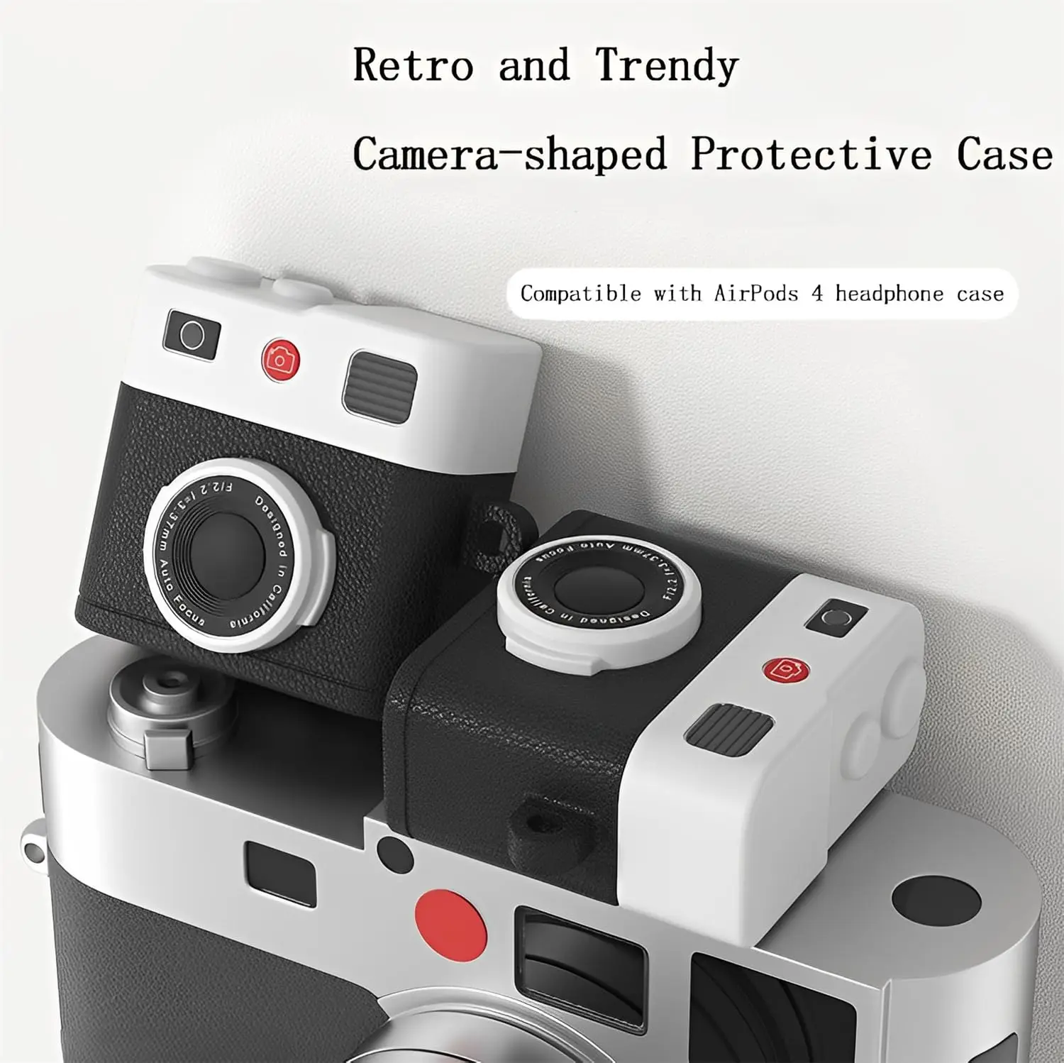 Étui pour AirPods 4 étui rétro caméra 3D protection antichoc couverture de peau en Silicone avec Kit de nettoyage et lanière pour AirPods Pro 2