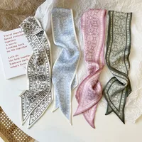 Cashew flower silk scarf double-sided printed for Women, Lightweight Versatile Bandana Style, Daily Office Party Vacation Boho