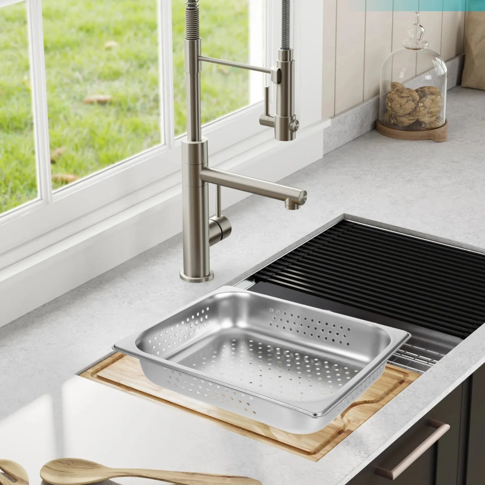 

Extra Thick Stainless Steel Colander Basin Large Capacity Vegetable Fruit Washing Drainage Basket Kitchen Strainer Mesh