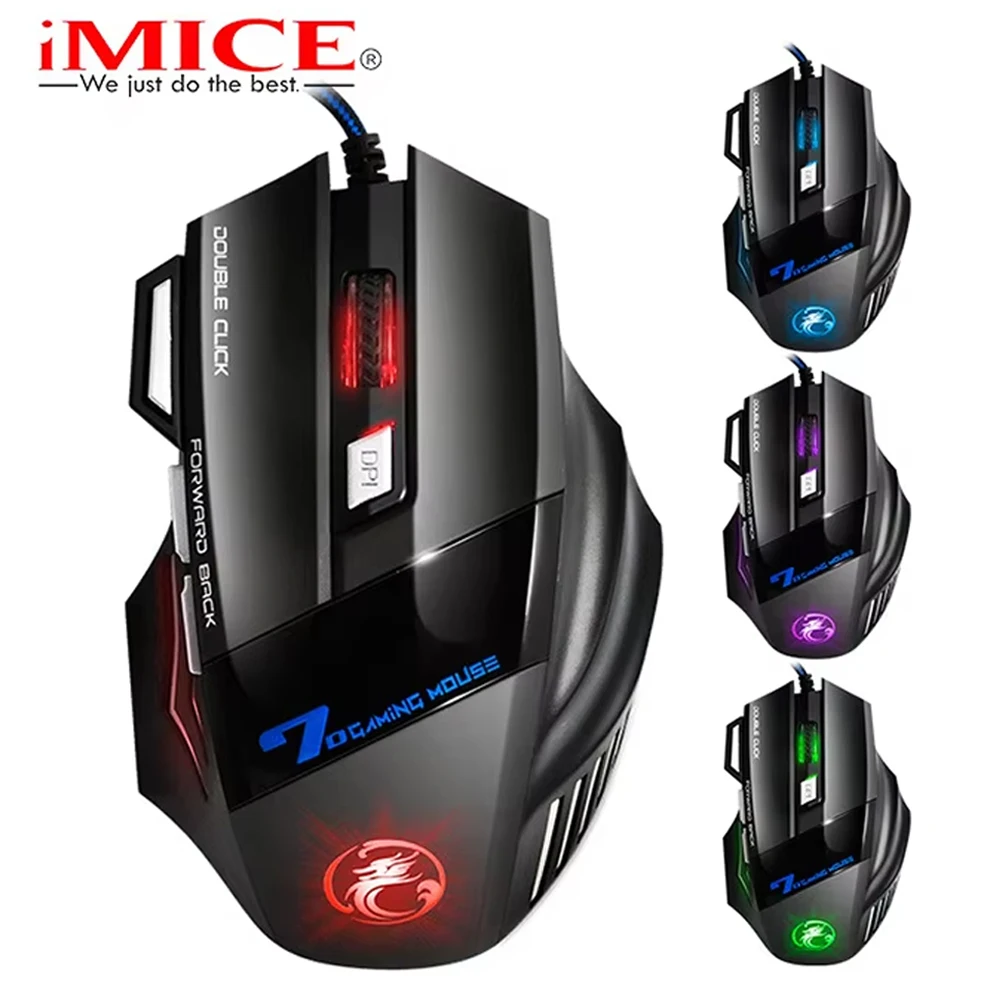 

Проводная игровая мышь с RGB-подсветкой, высокоточный оптический датчик емкостью 2400 точек на дюйм, подходит для ПК/Mac компьютеров и ноутбуков, интерфейс USB