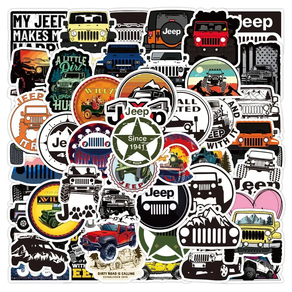 10/30/50PCS Cool Jeep Car Graffiti Stickers Car Motorcycle Travel Luggage Phone Guitar Laptop Classic Toy Waterproof Kid Sticker