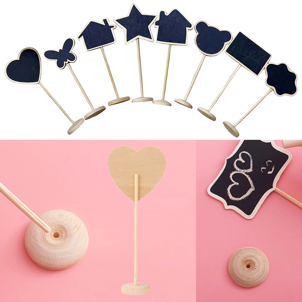 10Pcs Wooden Mini Blackboard Signage Small Blackboard Label Message Board Signage Wedding Birthday Party Decoration Stand