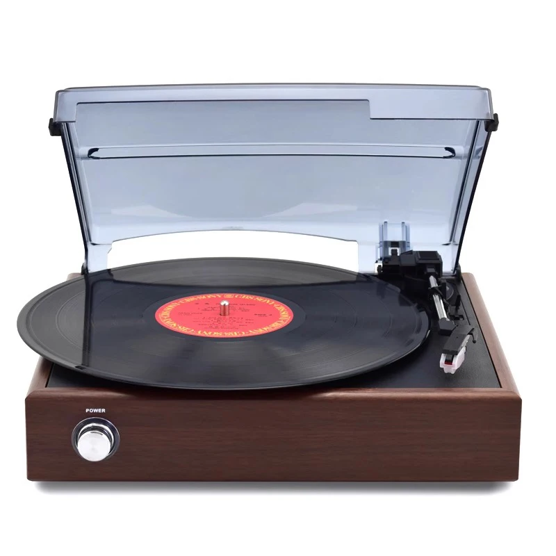 3-Speed Classic Phonograph Gramophone Belt-Driven Turntable Vinyl LP Record Player W/ 2 Built-in Stereo Speakers