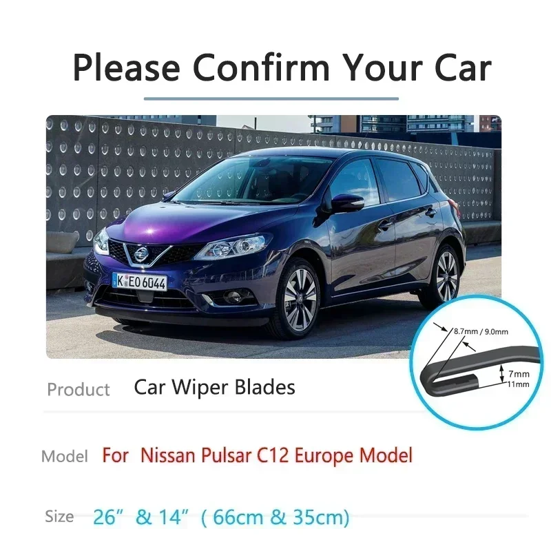 For Nissan Pulsar C12 2013 2014 2015 2016 Europe Model Windshield Windscreen Brushes Washer Accessories Car Front Wiper Blades