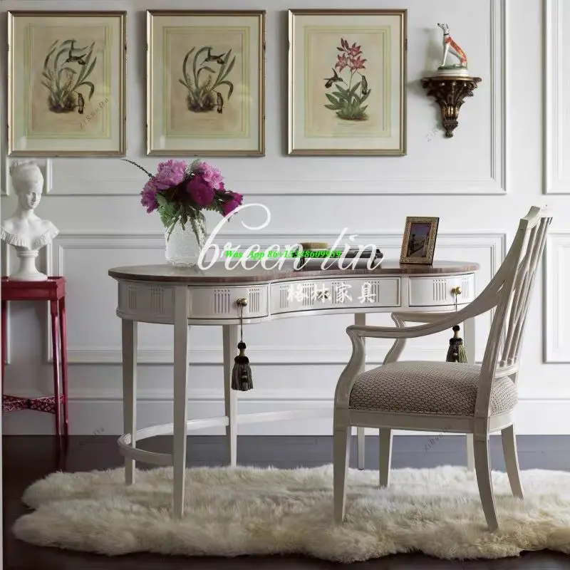 European Semi-circular Special-shaped Solid Wood Desk/American Country Study Writing Desk/simple Beech Desk