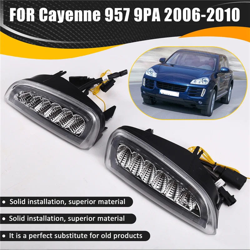 1 زوج LED المصد الأمامي DRL النهار تشغيل ضوء بدوره مصباح إشارة مصباح الضباب ل كايين 957 9PA 2006 -2010