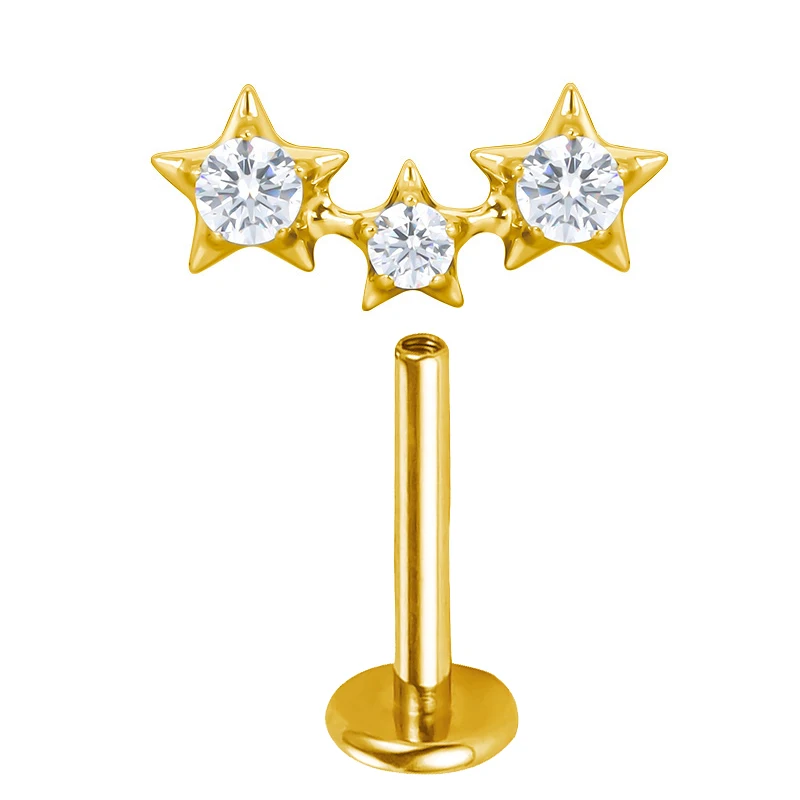 Titanium Ear Studs Piercing Half Sun and Star Lip Stud Earrings