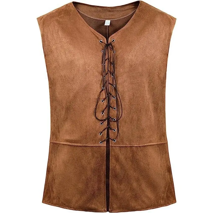 

در Brown Svel Vest Мужской Хэллоуин Средневековый Ренессансный пиратский костюм No Sve Transoceanic Мужская мода