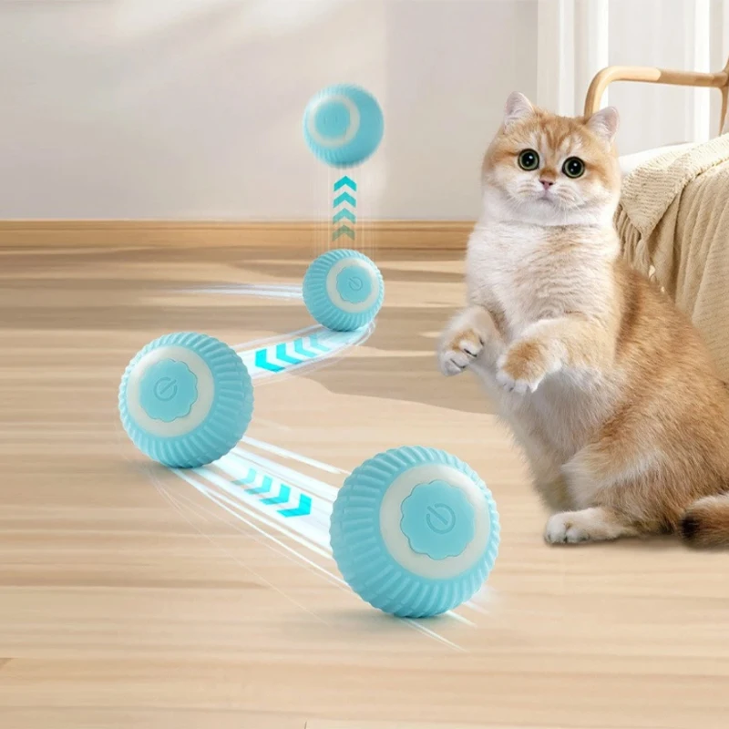 لعبة القطط الأوتوماتيكية التفاعلية، كرة دوارة ذاتية اللعب مع مستشعر ذكي، ترفيه ممتع للقطط الداخلية ووقت واحد