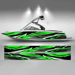 Abstract Green Lightning Boat Sticker Fashion Custom Fish Boat-Sticker Vinyl Waterproof Boat Wrap Graphic Boat Wrap Decal