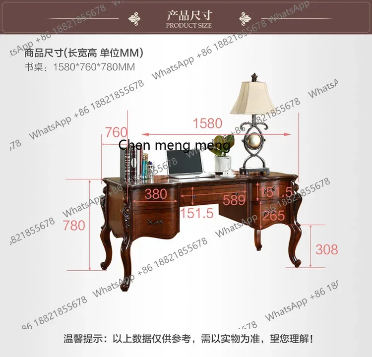 A139 مكتب الكتابة المنزلية الأمريكية الخشب الصلب مكتب أوروبي سطح المكتب مكتب كلاسيكي #6
