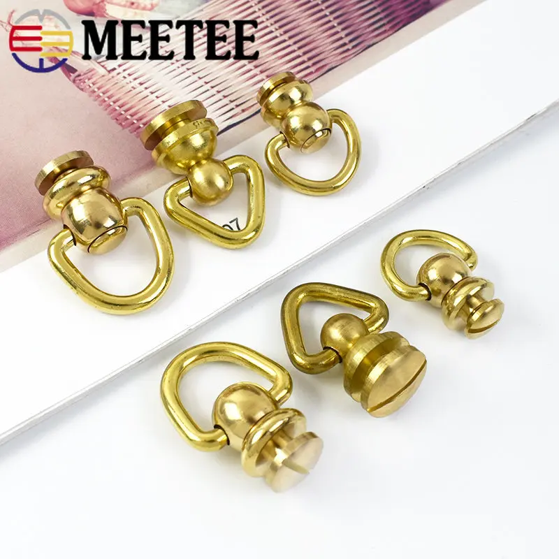 5Pc Solid Brass Rotated Buckle D Ring Nails Buckles Bag Strap Chain Connector Hook Handbag Hanger Clasp DIY Hardware Accessories