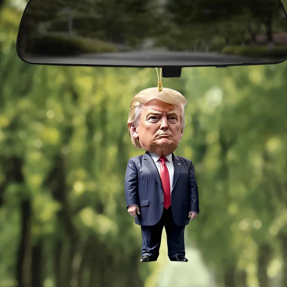 Acrylic Funny Donald Trump Ornament Trump America Presidential Election Decor Prop Trump Hanging Charm for Car Backpack Keyring