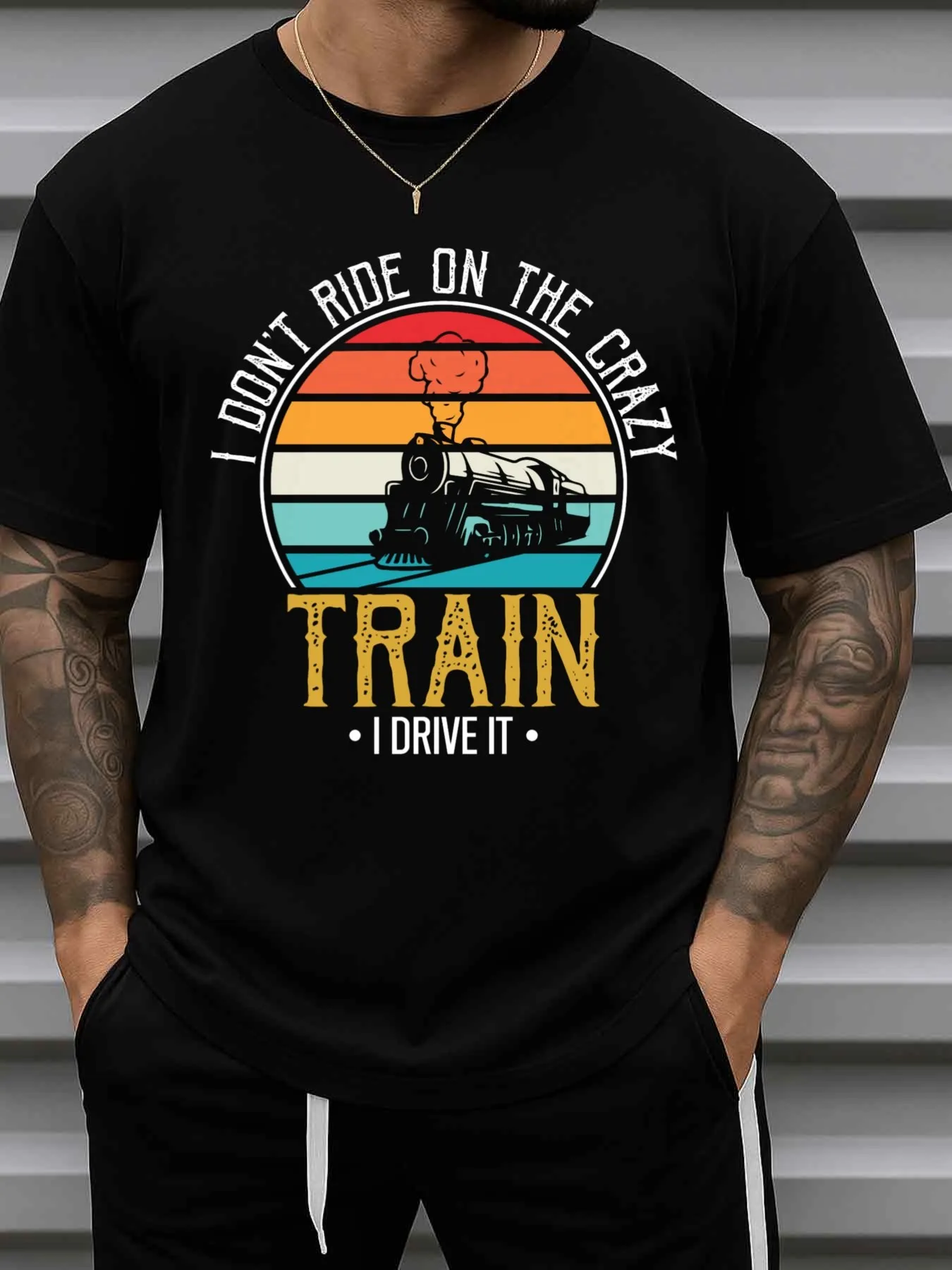 Men's Fun Train Driver Pride Graphic T-Shirt - Retro Train Design with the Slogan 