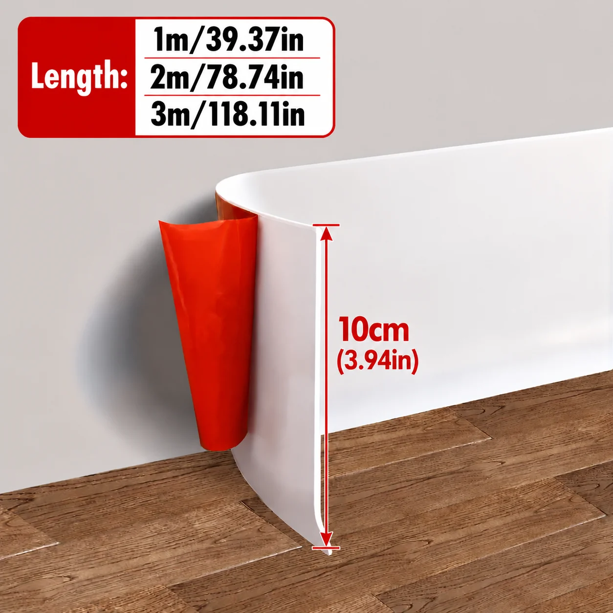 1PC 1/2/3Meters PVC White Baseboard Trim Self Adhesive Flexible Wall Base Molding Waterproof Skirting Board Home Decor