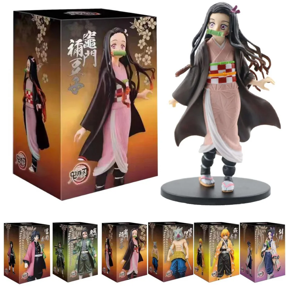 Anime Kamado Tanjirou Nezuko Demon Slayer Figure Action Figures PVC Model Toys Zenitsu Figurine Inosuke Kimetsu No Yaiba Figura