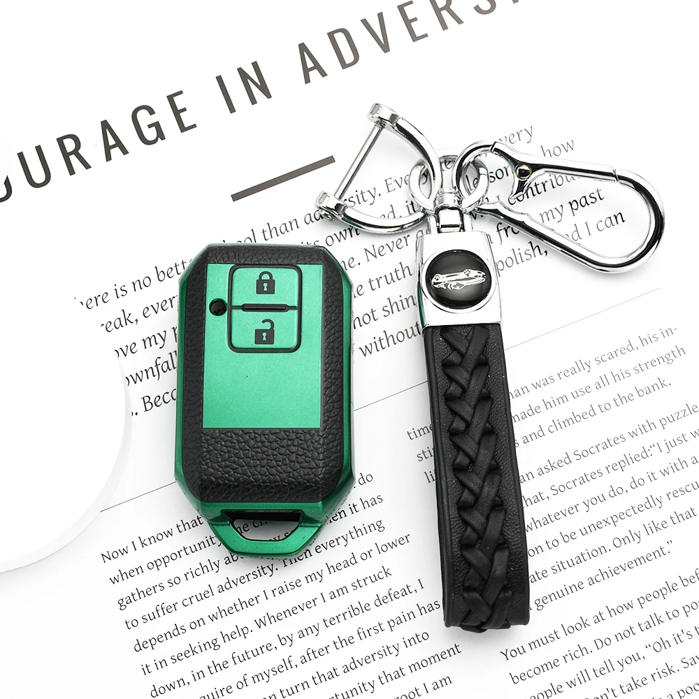 Funda de cuero TPU con 2 botones para llave de coche, funda para llave remota sin llave, accesorios para llavero Suzuki Ertiga Swift Ignis Jimney XL7