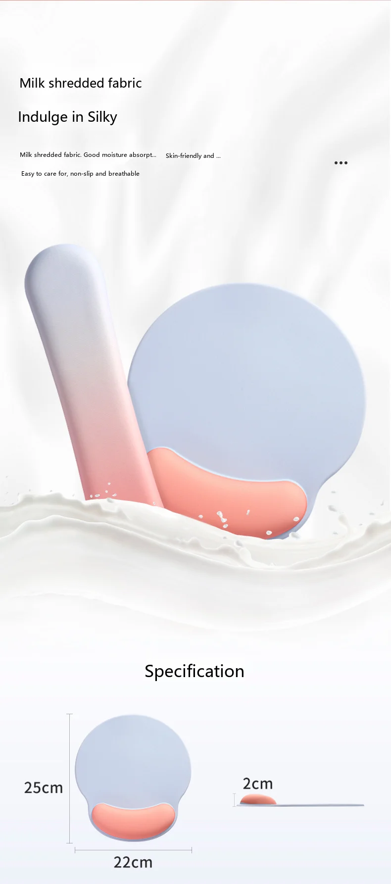 Farbverlauf-Mauspad mit Handgelenkauflage, ergonomische Schreibtischunterlage für Büro und Gaming, 6 Farboptionen mit Farbverlauf – Detail 7