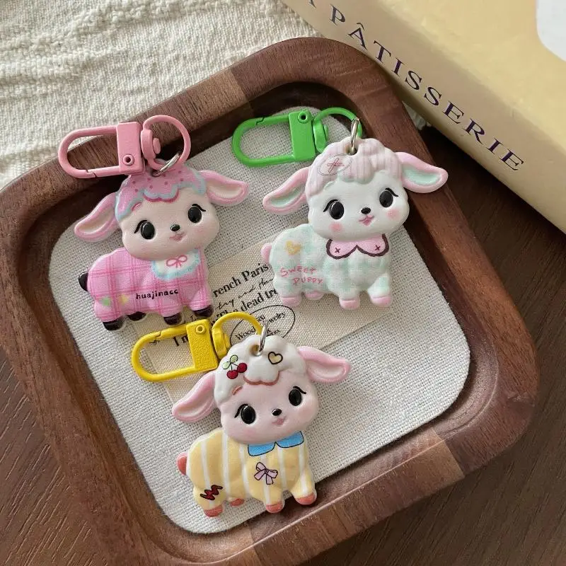 Niedlicher Cartoon-Lamm-Schlüsselanhänger, Kawaii-Schaf-Maskottchen-Dekoration, kreativer Schaf-Anhänger, Accessoires, Neujahrsgeschenk – Detail 4