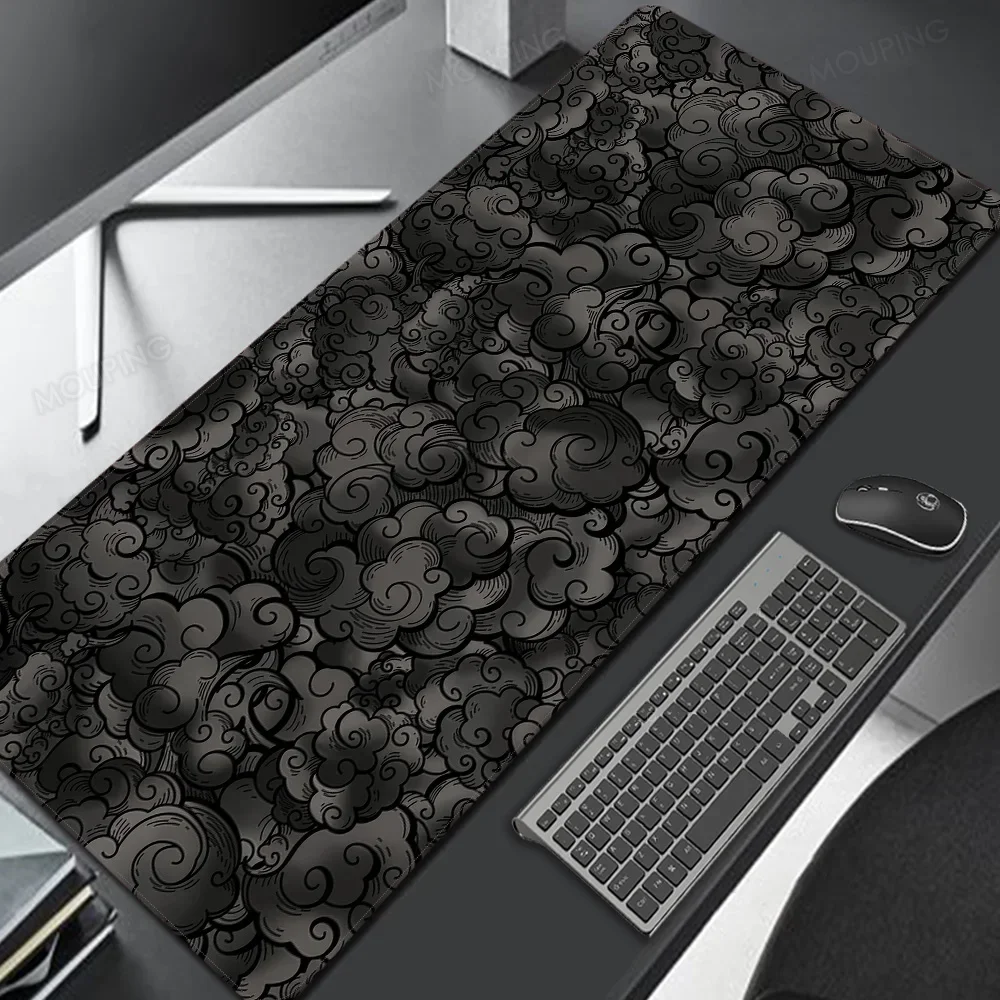 

Japan Clouds Deskmat Black Carpet Large Gaming Mousepad Laptop Kawaii Computer Offices 40x90 Playmat Office Mats PC Accessories