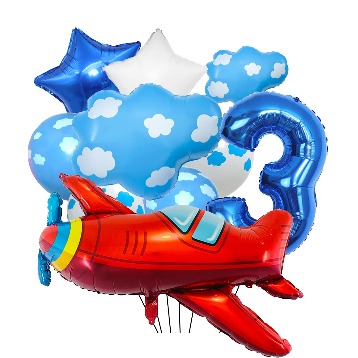 16pcs/set Airplane Balloon 32inch Number Foil Balloons 1st Birthday Aircraft Theme Birthday Party Decorations Boy Pilot Favors