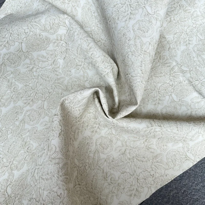 Milk White Embossed PVC Artificial Leather Fabric Creative Home Bag Stylist Experimental Fabrics Cloth for Diy Sewing Material