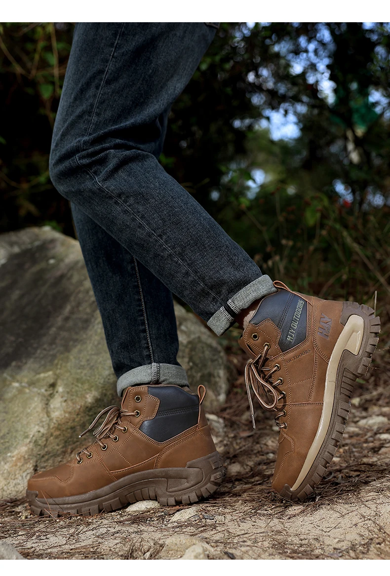 High-Top-Lederstiefel für Herren, atmungsaktive Desert Combat Boots, rutschfeste Outdoor-Wanderstiefel für Herren, Motorradstiefel, Arbeitsstiefeletten – Detail 18