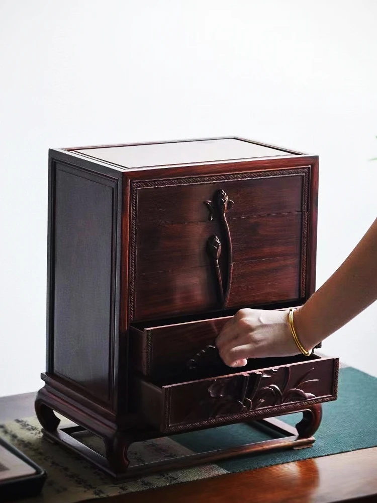 Reproduction of the Palace Museum Collection: Big Red Sour Branch Lotus, Five Bucket Cabinet, Redwood Storage