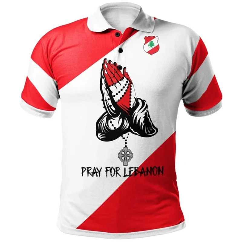 2024 Summer Men Women Polo Shirt Mens T-shirt Lebanon Flag Short Sleeve Male Clothing Tops Outdoor Men Golf Polo Shirts Blouse