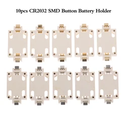 10Pcs White Housing Gold-Plated Tin-Plated Button Battery Holder For CR2032 Cr2025 Bs-6 SMD Button Battery Holder Socket Cases