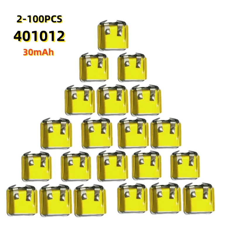401012 3,7 V 30 mAh wiederaufladbare Lithium-Polymer-Batterie, Ersatzbatterie für Bluetooth-Kopfhörer, Smartwatch, Mini-Elektronik
