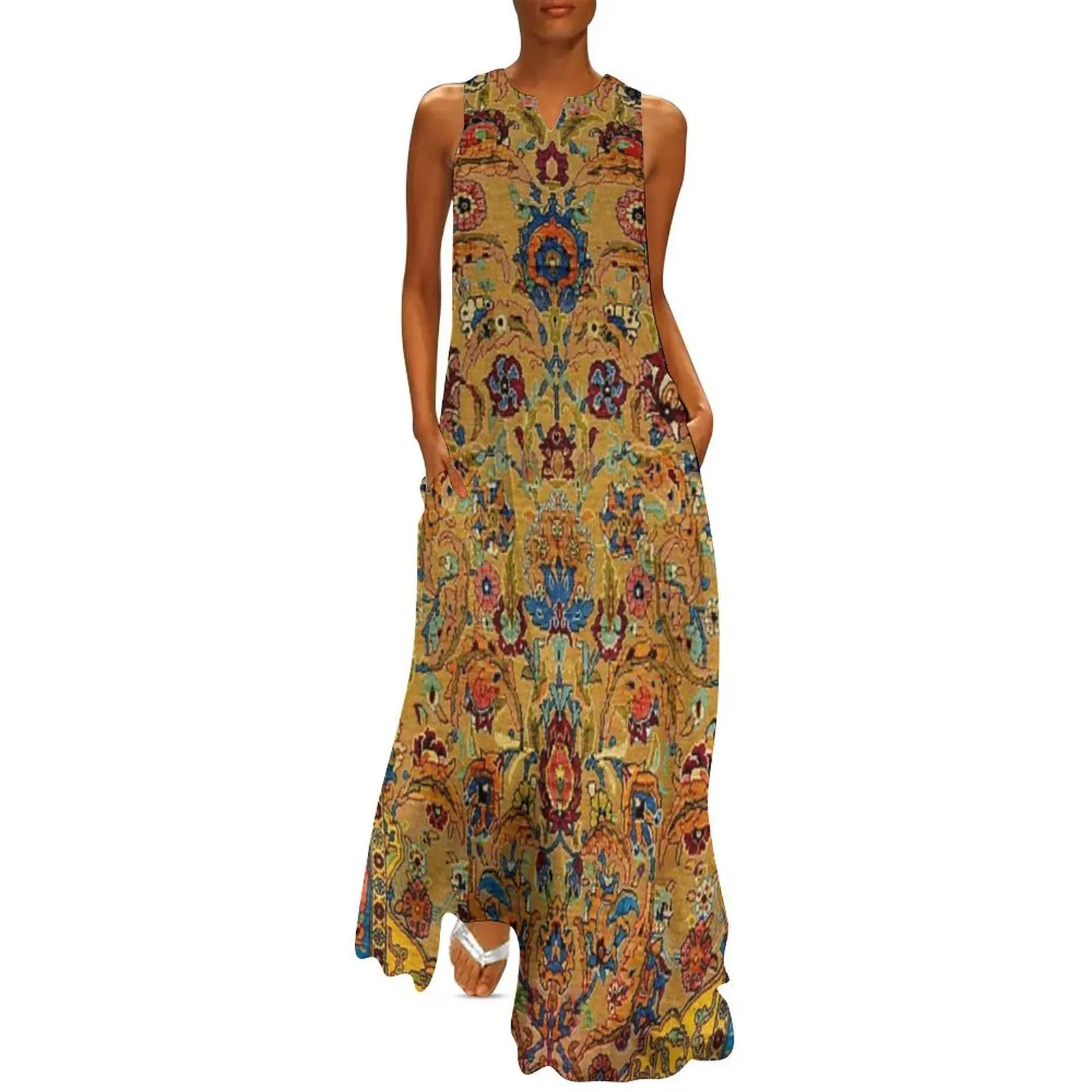

Hereke Vintage Persian Silk Rug Print Long Dress wedding dresses for woman dress for women dress summer