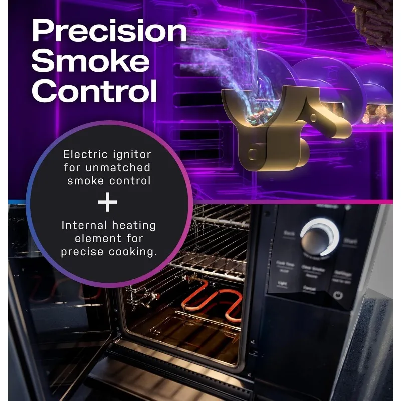 Intelligenter Pellet-Räucher für den Innenbereich, mit aktiver Rauchfiltration, 5 Rauchkontrollstufen, WLAN-Verbindung, elektrisch, Arbeitsplatten-Grill