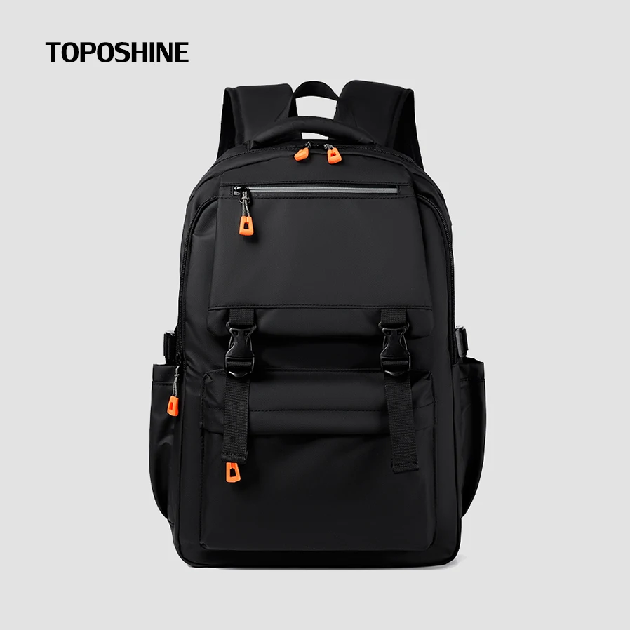 

Toposhine Youth School Backpack Men's Backpack Black Nylon Waterproof Outdoor Teens Sports Bag Male USB Business Travel Package