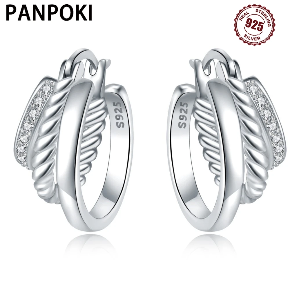 

925 Sterling Silver Twists Round Wire Earrings Jewelry Versatile Hoop Earrings For Women Jewelry Fine Birthday Party Gifts