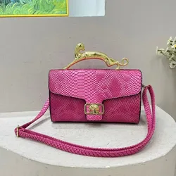 Crocodile Pattern Handbag Shoulder Messenger Women'S BagCasual Large Capacity Solid Color Zipper Bag PU Leather