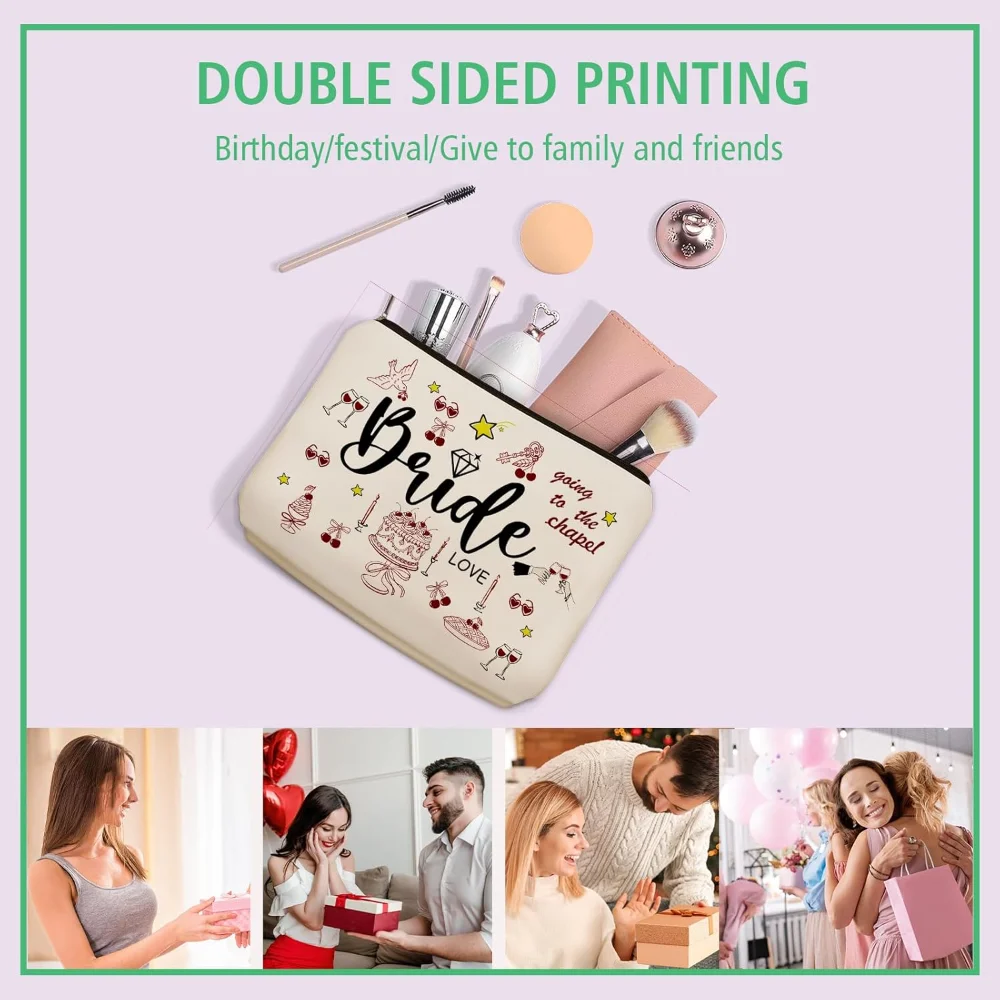 Make-up-Tasche für Hochzeiten und Brautpartys, tragbare Reisetasche für Kosmetikartikel, Aufbewahrungstasche, ein schönes Geschenk für die Braut, die Brautjungfern oder für eine Verlobungsfeier. – Detail 4