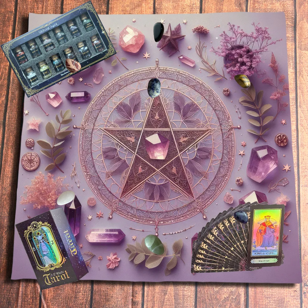 Complete Tarot Card Kit 78‑Card Tarot Deck Tarot Cloth Crystals Herb Jars Pendant Velvet Pouch Wicca Witch Divination Altar Set