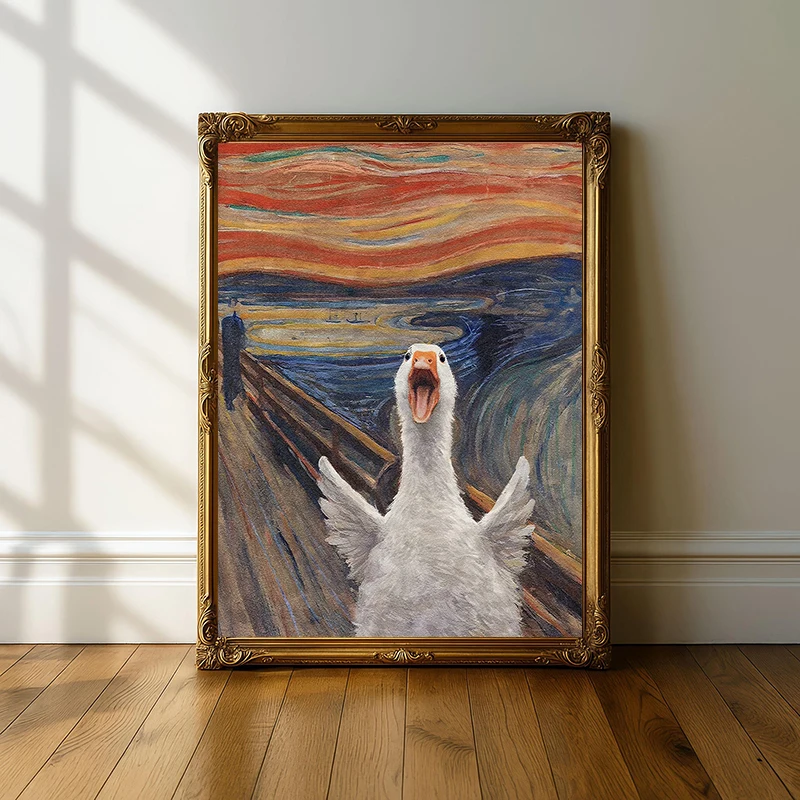 The S-Scream Poster Funny Duck Raccoon Sloth  Animal Canvas Painting HD Printing Modern Wall Art Picture Living Room Room Decor