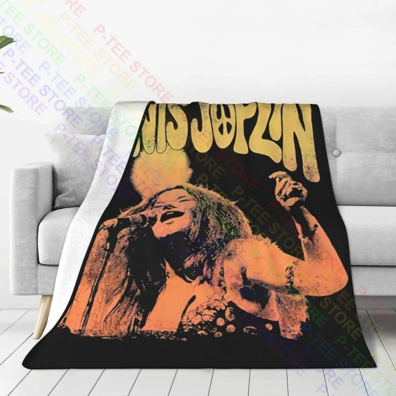 Black Janis Joplin Live Blanket Quilt Bedroom Microfiber Couch Blanket Camping Blanket