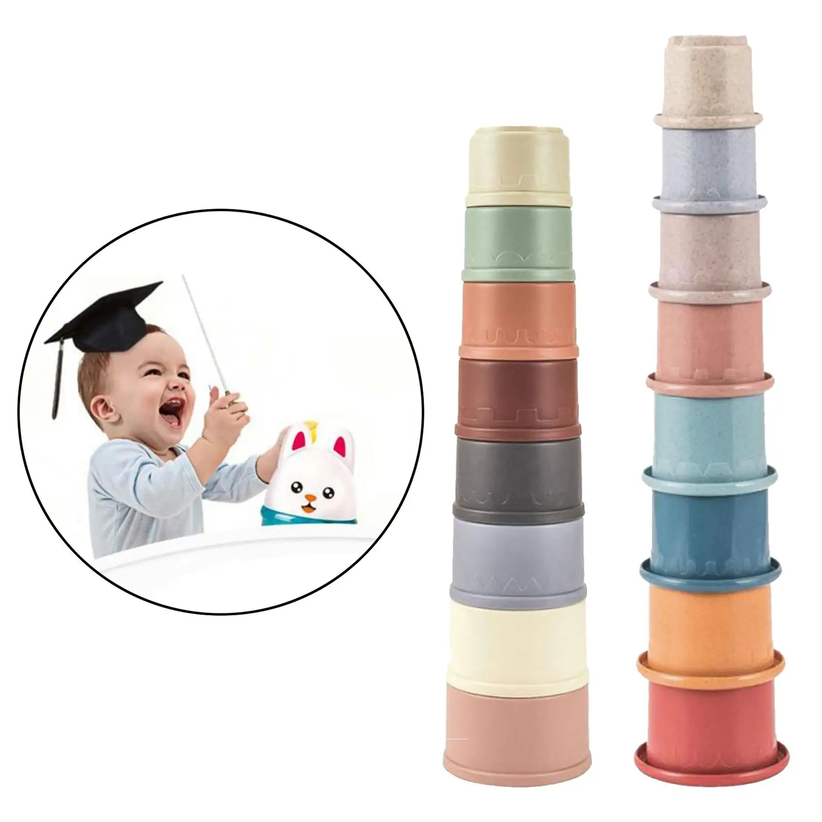8 Stackable Cups for Babies 12 Months Bathtub, Pool, Beach Play