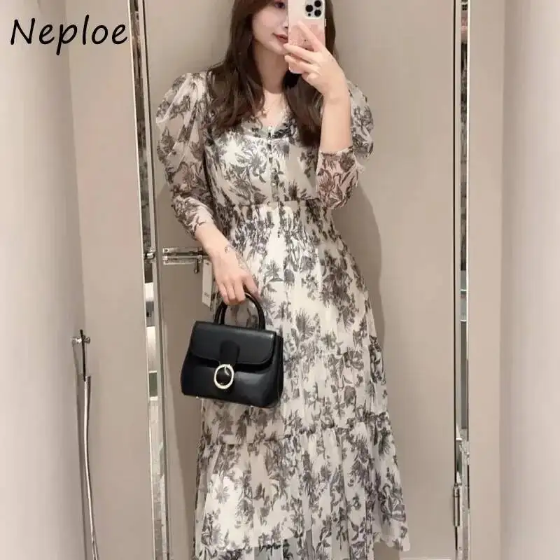 

BabYoung 2025 Ранняя весна, новый элегантный халат с принтом, плиссированные высокие тонкие пригородные платья, японские платья с эластичной талией и рюшами