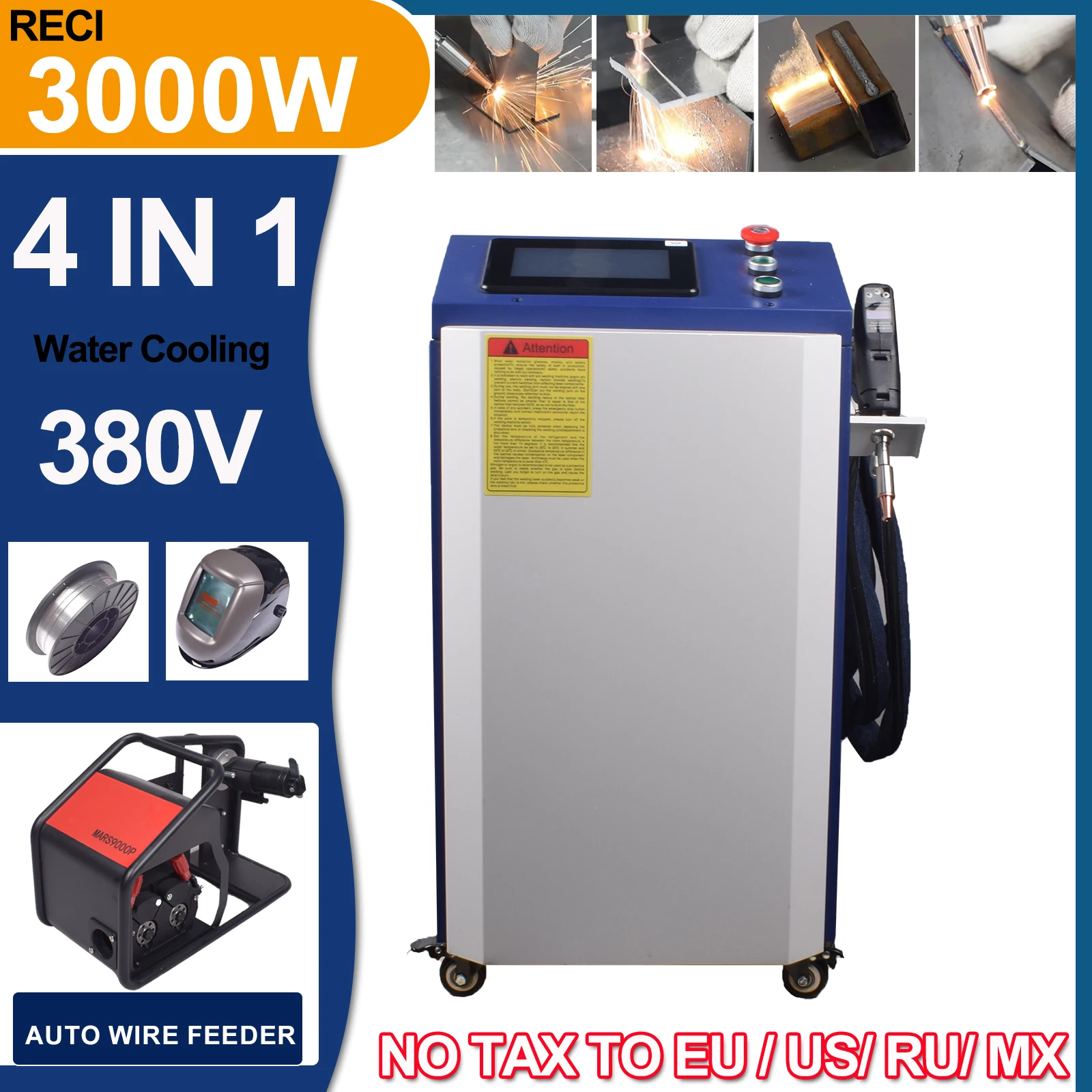 [DDP TO DOOR] RECI 3000W Laser Welding Machine 4 IN1 Handheld Fiber Laser Welder 380V 3-Phase for Metal Welding Cleaning Cutting