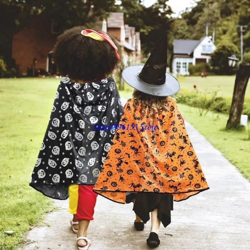 Q0ke Kids Witch Witch Trang phục Trang phục Wizard Cape Witch With Hat Headband và chổi cho các bữa tiệc theo chủ đề Cosplay