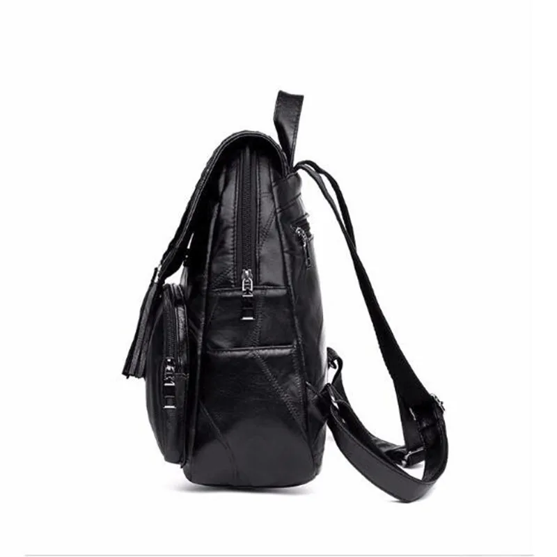 2024 Women\'s PU Leather backpack School bag classic black waterproof travel multi-function Shoulder bag