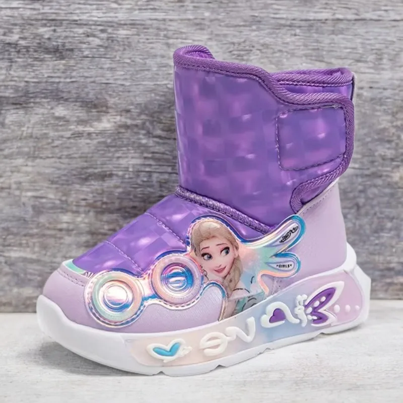 

Disney Winter Children Shoes Plush Waterproof Non-Slip Girl Frozen Princess Elsa Shoes Snow Boots Fashion Warm Outdoor Boots