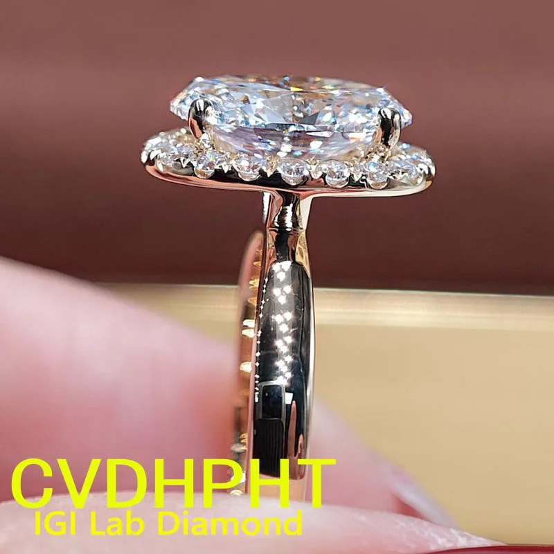 

Кольцо с бриллиантом из 5 карат 14 карат, выращенное в лаборатории IGI, овальной формы, обручальное кольцо с бриллиантом, заводское помолвочное кольцо