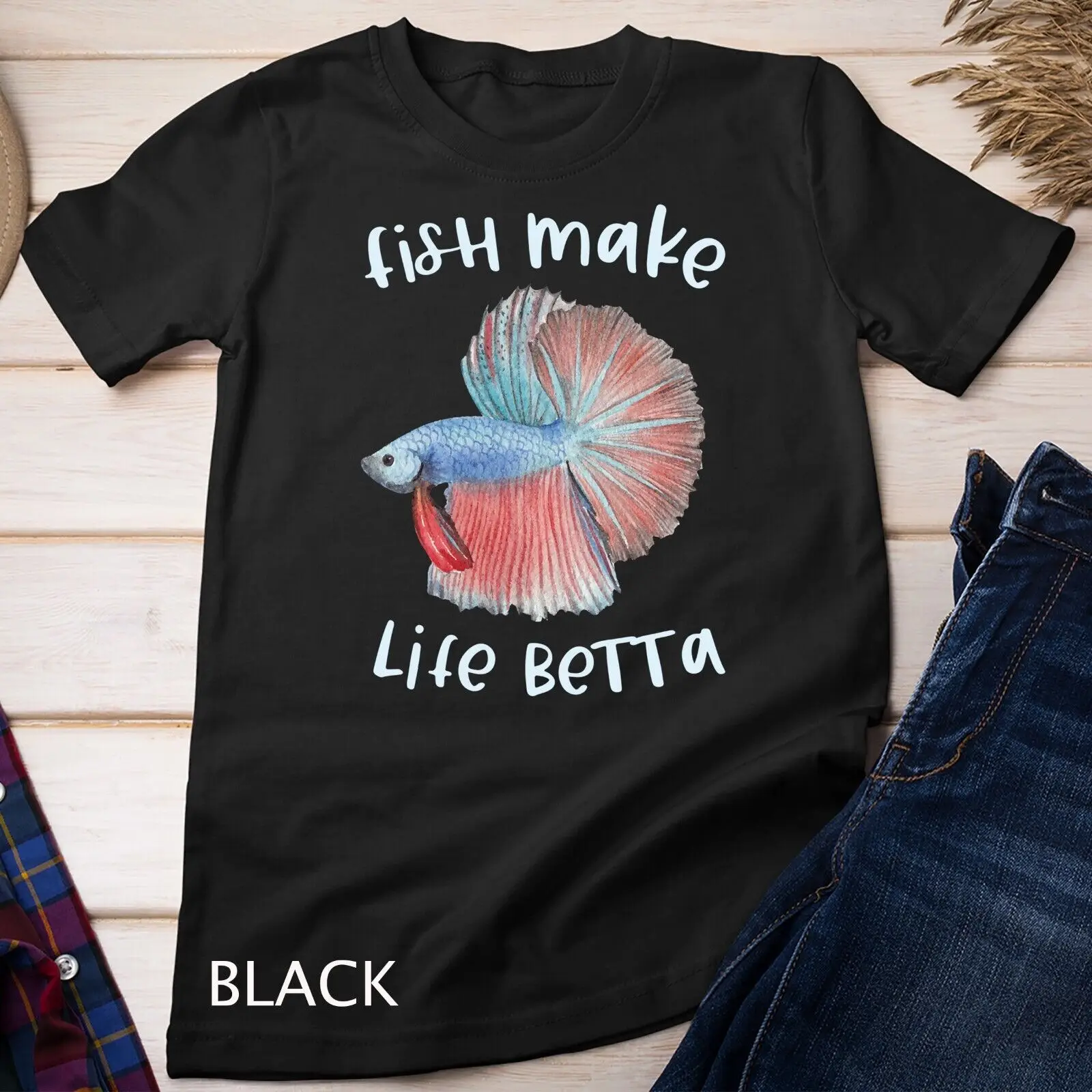 ベッタキーパーユニセックスTシャツ、魚をテーマにした人生、ベタフィッシュのママ、水族館ギフト