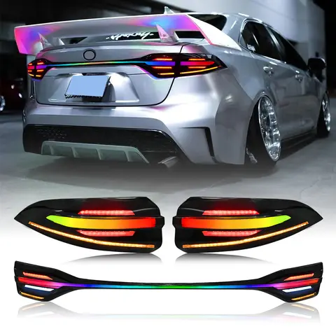 Pair RGB Tail Light Assembly For Toyota US Corolla 2020 2021 2022 2023 2024 Sequen Taillight Rear Fog Brake Light Tail Lamp